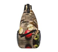 Gnbmvcc Sac à bandoulière résistant à l'eau pour homme - Motif fruits sur plancher en bois - Pour coureur, randonnée, cyclisme, voyage