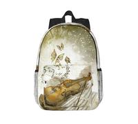 Gnbmvcc Sac à dos de voyage pour ordinateur portable de 38,1 cm, motif papillon et violoncelle - Sac d'école étanche pour garçons et filles.