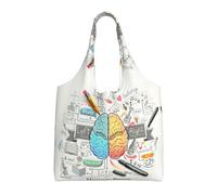 Gnbmvcc Sac à main en toile avec motif cerveau humain, sac à main coloré respectueux de l'environnement, peut être réutilisé, super durable et lavable.