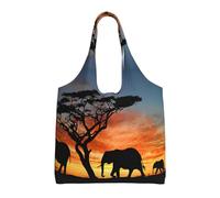 Gnbmvcc Sac à main en toile avec motif éléphant africain, peut être réutilisé, super durable et lavable.