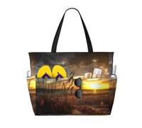 Gnbmvcc Sac de plage surdimensionné pour femme avec fermeture éclair et motif scène côtière calme