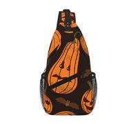 Gnbmvcc Sac de poitrine en forme de citrouille d'Halloween pour homme, sac à bandoulière résistant à l'eau, sac à bandoulière pour coureur, randonnée, cyclisme, voyage