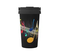 Gnbmvcc Tasse de voyage colorée en forme de note de musique, tasse à café isotherme avec couvercle anti-fuite - tasse à café de voyage en voiture - tasse en acier inoxydable