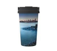 Gnbmvcc Tasse de voyage en forme de voiture Calm Sea and Rocks, tasse à café isotherme avec couvercle anti-fuite - Tasse à café de voyage - Tasse en acier inoxydable