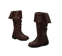 GNBOW Bottes De Chevalier De Mode Vintage, Bottes Renaissance, Bottes Pirates Médiévales, Bottes Gothiques pour Hommes Et Femmes Tirant Le Mollet, Bottes De Jazz Plates(36, Brown)