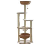 GNbow Cat Tree Tall, Space-Saving Cactus Cat Climbing Frame, Small Cat Tree with Space Capsule