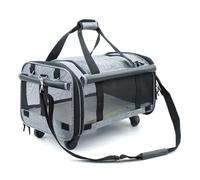 GNbow Transporteur for Animaux de Compagnie, Transporteur for Chats et Chiens, Transporteur de Voyage Pliable for Animaux de Compagnie avec Roue Universelle Avant(Grey)