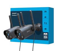 GNCC 2 Pack Camera Surveillance WiFi Extérieure, 2K HD Caméras de Surveillance, Vision Nocturne, Détection AI, Enregistrement 24/7, Étanche, Audio Bidirectionnel, Sirène, avec Alexa/Google, 2.4Ghz
