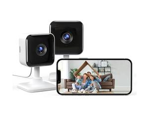 GNCC 2K 3MP Camera Interieur Maison WiFi, Mini Camera Surveillance WiFi Interieur pour Bébé/Chien/Chat/Animaux, Vision Nocturne Infrarouge, Détection IA, Audio Bidirectionnel, Alexa(Lot de 2)