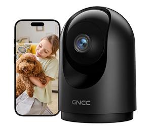 GNCC 2K 3MP Camera Surveillance Interieur WiFi 360°PTZ Caméra de Surveillance intérieur pour la Maison, Les bébés et Les Animaux domestiques, Détection IA, Audio bidirectionnel, Alertes APP, 2,4GHz