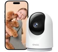GNCC 2K 3MP Caméra Surveillance WiFi Interieur 360° Caméra Connectée Smartphone pour Bébé/Animaux Détection IA Audio bidirectionnel Alertes APP 2,4GHz Compatible Alexa