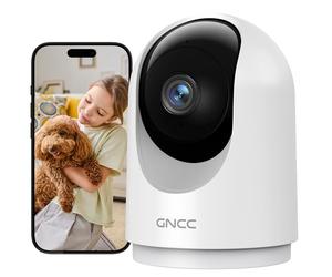 GNCC 2K 3MP Caméra Surveillance WiFi Interieur 360° Caméra Connectée Smartphone pour Bébé/Animaux Détection IA Audio bidirectionnel Alertes APP 2,4GHz Compatible Alexa