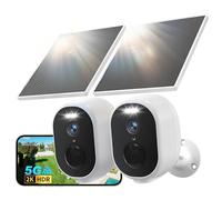 GNCC 2K 4MP Camera Surveillance WiFi Exterieure sans Fil Solaire(Lot de 2), 5G/2.4GHz Caméra Extérieur, Vision Nocturne Couleur, Détection Humaine, Audio Bidirectionnel, IP65, Compatible avec Alexa