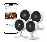 GNCC 4 Pack Camera Surveillance WiFi Interieur, 1080P Caméra Intérieur pour Bebe/Animaux, Vision Nocturne, AI Détection, Audio Bidirectionnel, Compatible Alexa, Abonnement Cloud/SD Local, 2,4GHz WiFi