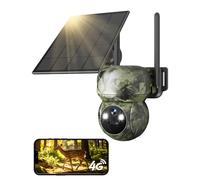 GNCC 4G Camera de Chasse 2K Camera Exterieur sans Fil 4G Solaire avec Carte Sim avec Détection PIR sans WiFi, Vision Nocturne Couleur/Infrarouge, 360° PTZ, Sirène, Chasse et Surveillance à Distance