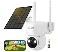GNCC 4G LTE Camera Surveillance Extérieur sans Fil, 2K 3MP Caméra Solaire Sim sans WiFi, 355°/90° Vision Nocturne Couluer, Détection Humaine PIR, Audio Bidirectionnel, Surveillance Personnalisée, IP65