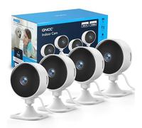 GNCC Caméra de sécurité intérieure, 1080p, Wi-FI 2,4 GHz, détection de Mouvement et de Son par IA, Audio bidirectionnel, Vision Nocturne, Stockage Cloud et SD, Pack de 4