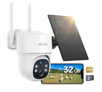 GNCC Caméra de surveillance extérieure 4G LTE solaire avec carte SIM, caméra de surveillance extérieure 2K 3MP sans WiFi, batterie intégrée, extérieure, inclinaison 355°/90°, vision nocturne couleur