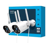 GNCC Camera Surveillance WiFi 2K Caméra Extérieur, Vision Nocturne, Étanche (Blanc-2 Pack)