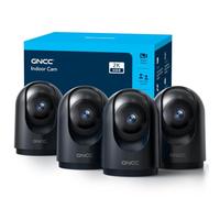 GNCC Caméra Surveillance WiFi Intérieure 2K 3MP Bébé/Animaux Noir(Lot de 4) | 2.4/5GHz, Vision Nocturne Infrarouge, SD/Cloud, 360° PTZ, Audio Bidirectionnel, Détection de Mouvement, Alarme