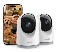 GNCC Caméra Surveillance WiFi Intérieure 2K 3MP pour Bébé/Animaux(Lot de 2)