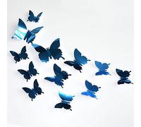 GNGR Lot de 12 miroirs muraux en 3D pour décoration de la maison - Argent - Pour décoration d'intérieur - Transparent (bleu, taille unique)