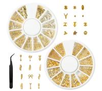 GNHG 2 Boîtes Bijoux Ongles Nail Art avec 1 Pince à épiler, Charms Dangle d’Art d’Ongle, Deco Ongle Nail Art, Mini Rivets en Métal Punk Nail Charms, Ongles Charme Cônes Pointes Bijoux