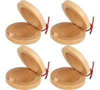 GNHG 4 Pack Castagnette, Castagnettes en Bois, Clackers en Bois Clackers, Castagnettes à Doigts, Claquettes de Rythme en Bois Instrument de Percussion Musicale Mini Castanet