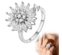 GNHG Bague anti-stress tournesol torsadée en strass pour femme élégante et ludique pour femme - Bague anti stress en or blanc avec détails scintillants - Idéale pour la détente et le style