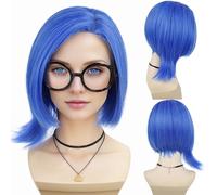 GNIMEGIL Perruque Blue Sadness,perruque carrée bleue pour femmes, style anime, synthétique, pour cosplay, Halloween ou soirée déguisée