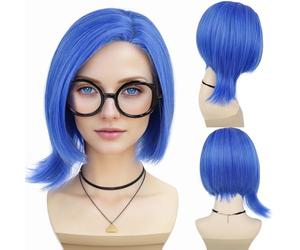 GNIMEGIL Perruque Blue Sadness,perruque carrée bleue pour femmes, style anime, synthétique, pour cosplay, Halloween ou soirée déguisée