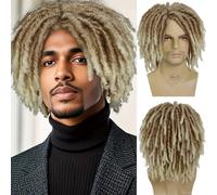 GNIMEGIL Perruques Rasta synthétiques pour hommes, dreadlocks mi-longs, tressées, pour hommes, fausses dreads, perruque faux loc, perruque blonde ombrée