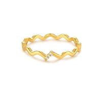 GNIRTSI Bague ondulée en or pour femme en oxyde de zirconium plaqué or 14 carats minimaliste taille 6-8, Métal, Zircon cubique