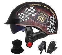 GNIUBBDB Casque Jet De Moto De Style Allemand - Homologué ECE 22.06, Demi-Casque Ouvert avec Visière Pare-Soleil, Adapté Aux Hommes et Aux Femmes Adultes L,XL (59-60cm)