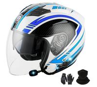 GNIUBBDB Casque Moto Jet Bluetooth, Certifié ECE 22.06, Double Visière, pour Adultes, Hommes et Femmes F-1,M (57-58cm)