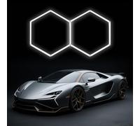 GNIUBBDB Éclairage De Garage LED Hexagonal 6500K - Lampe Nid d'abeille Haute Luminosité À Large Couverture pour Entrepôt Et Atelier 2 Hex