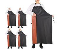 GNJCV Lot de 5 tabliers en PVC résistant aux produits chimiques - Tablier unisexe imperméable en vinyle pour la vaisselle, le toilettage des chiens, le jardinage, le nettoyage des poissons - Noir - XL