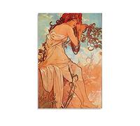 GNKIO Poster décoratif Alfons Mucha Summer Art Nouveau - Décoration murale pour salon, chambre à coucher - 60 x 90 cm