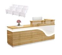 GNNymphyte Bureau d'accueil Moderne, Lampe LED, Bureau d'accueil avec Tiroirs Et Plateau pour Clavier, pour Entreprise, Centre De Vente, Hôtels(A,Right_150X60X100CM)