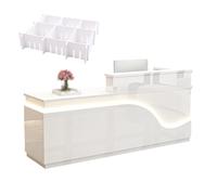 GNNymphyte Bureau d'accueil Moderne, Lampe LED, Bureau d'accueil avec Tiroirs Et Plateau pour Clavier, pour Entreprise, Centre De Vente, Hôtels(B,Left_150X60X100CM)