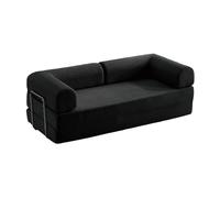 GNNymphyte Canapé-lit Convertible Deux Places, Canapé-lit Pliant, Canapé De Sol Dépliable avec 2 Coussins, pour Appartement, Salon, Chambre d'amis(Black,180x100x70cm)