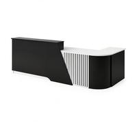 GNNymphyte Comptoir De Reception Noir,comptoir De Réception Et d'accueil avec Bureau pour Hall D'Entrée, Magasin, Caisse De Vente Au Détail(Negro,Left,150x60x100cm)