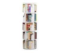 GNNymphyte Étagère À Livres Rotative À 5 Niveaux Blanche, Étagère À Livres Rotative À 360° pour Enfants, Étagère Peu Encombrante pour La Maison, Bibliothèque Simple pour Étudiants