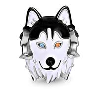 GNOCE 925 Argent Sterling Hétérochromie Husky Dog Charm perle Chien Pendentif Avec Yeux Bicolores S'adapte à Toutes Les Chaînes Meilleur Cadeau Pour La Famille Et Les Amis