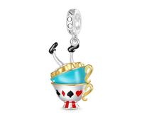 GNOCE Alice Aventure au Pays des Merveilles Pendentif Charm Dangle, Charms Dangle en Argent Sterling S925 pour Femmes, Filles, Femme, Fille, Saint-Valentin, Fête des Mères, Bijoux Cadeau, Diametro