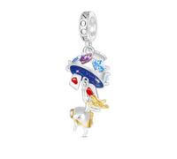 GNOCE Alice Aventure au Pays des Merveilles Pendentif Charm Dangle, Charms Dangle en Argent Sterling S925 pour Femmes, Filles, Femme, Fille, Saint-Valentin, Bijoux pour la Fête des Mères, Diametro