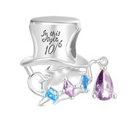 GNOCE Alice Aventure au Pays Des Merveilles Pendentif Charme Dangle, S925 Argent Sterling Charms Dangle pour les Femmes Filles Épouse Fille, Saint-Valentin, Fête des Mères Bijoux Cadeau, Diametro