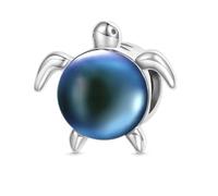 GNOCE Animaux Charms Bead 925 Argent Sterling Étreint Pendentif Pierre De Lune Thermite Bijoux Cadeau Femmes Filles Fit Serpent Chaîne Bracelets/Collier (Tortue de mer)