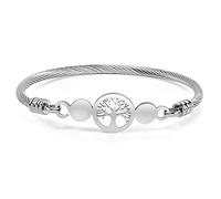 GNOCE Bracelet Arbre De Vie Plaqué Argent Arbre De Vie Bijoux Cadeau d'amitié Avec Coffret Cadeau Dames Bracelet Fleurs En Acier Inoxydable