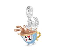 GNOCE Breloque Alice au pays des merveilles en argent sterling S925 pour femme, épouse, Saint-Valentin, fête des mères, 4.5 mm, Argent sterling, Pas de gemme